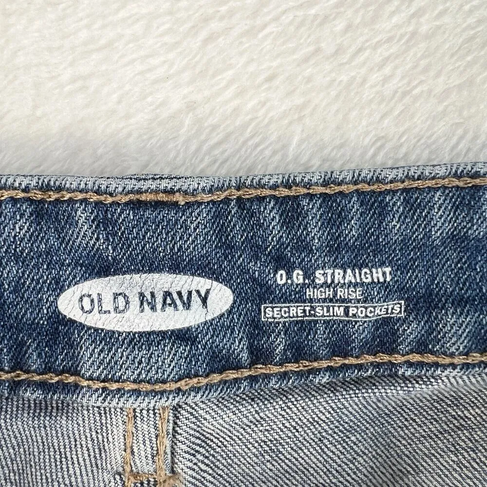 Old Navy Sz 12 Jeans O.G. Straight High Rise Secret Slim Pockets Margarita Blue - Image 7