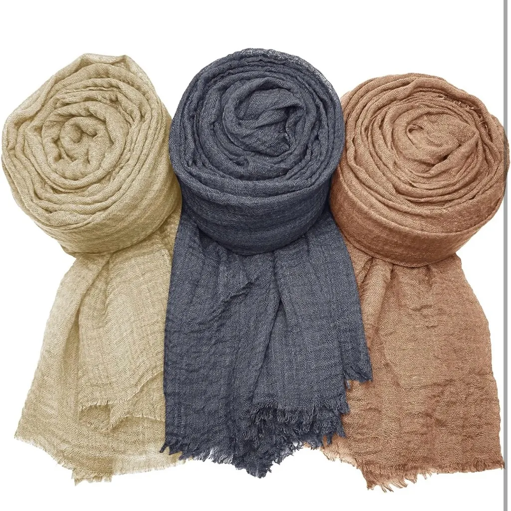 NEW! MANSHU Shawl and Wrap, Long Scarf, Big Head Scarf 6 PCS Women’s Soft Tan - Image 6