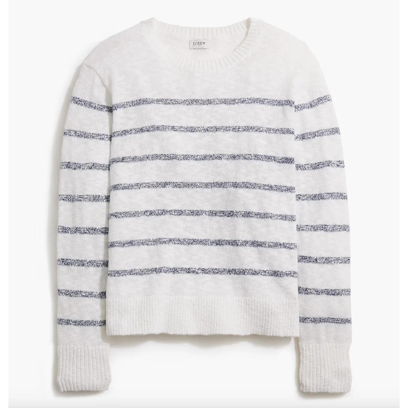 J.Crew Striped Crewneck Beach Sweater Long Sleeve White Navy Coastal XXS NWT - Image 3