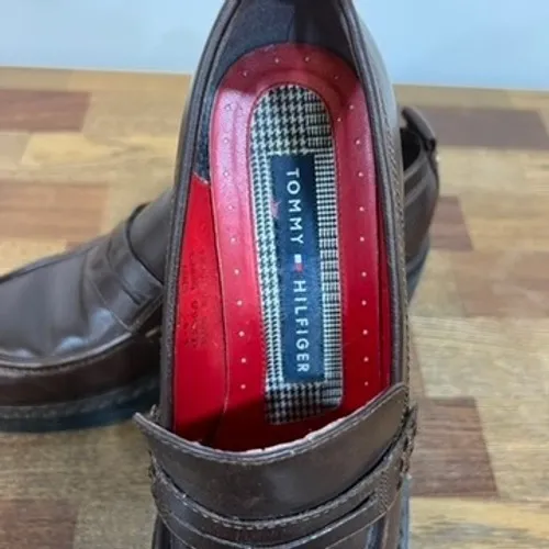 Tommy Hilfiger Loafers 7.5 Brown Leather Lug Y2K Vintage Chunky Academic Bratz - Image 8