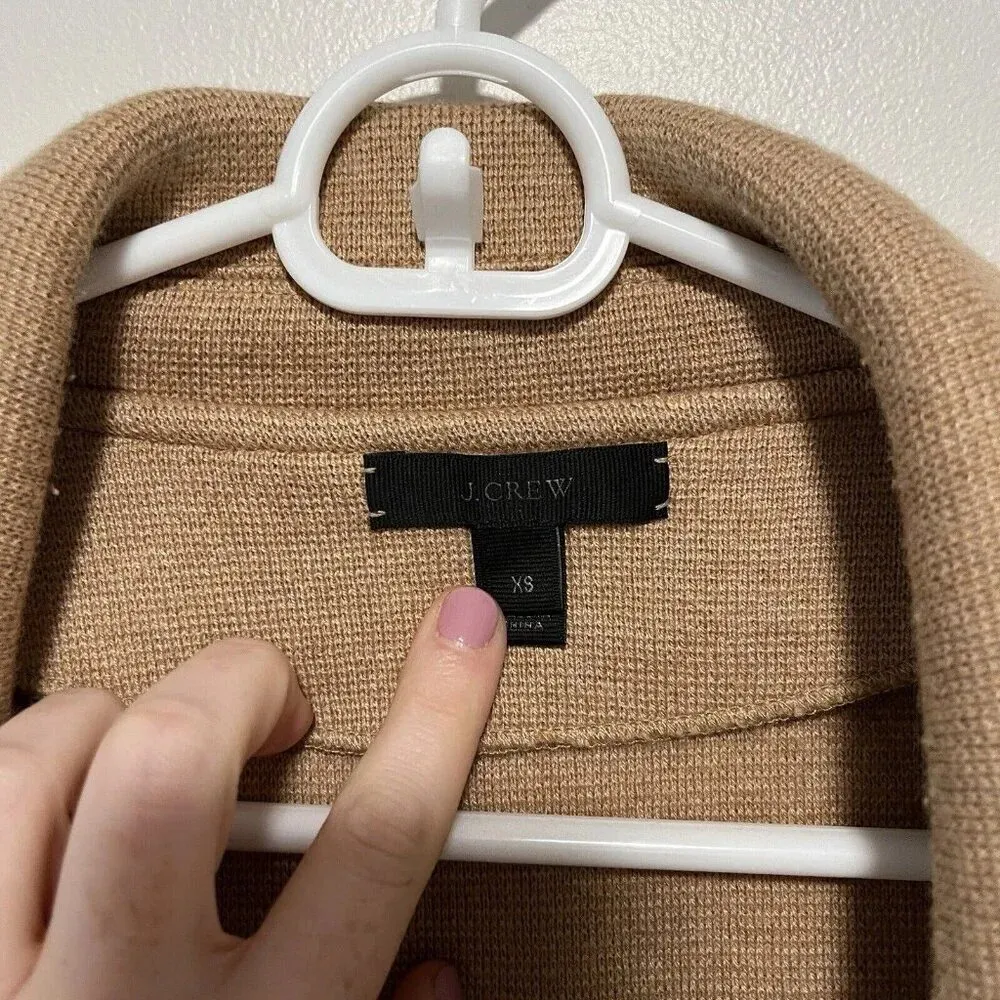 J. Crew‎ Camel Sophie Open-Front Sweater-Blazer Cardigan Wool Cotton Blend XS - Image 6