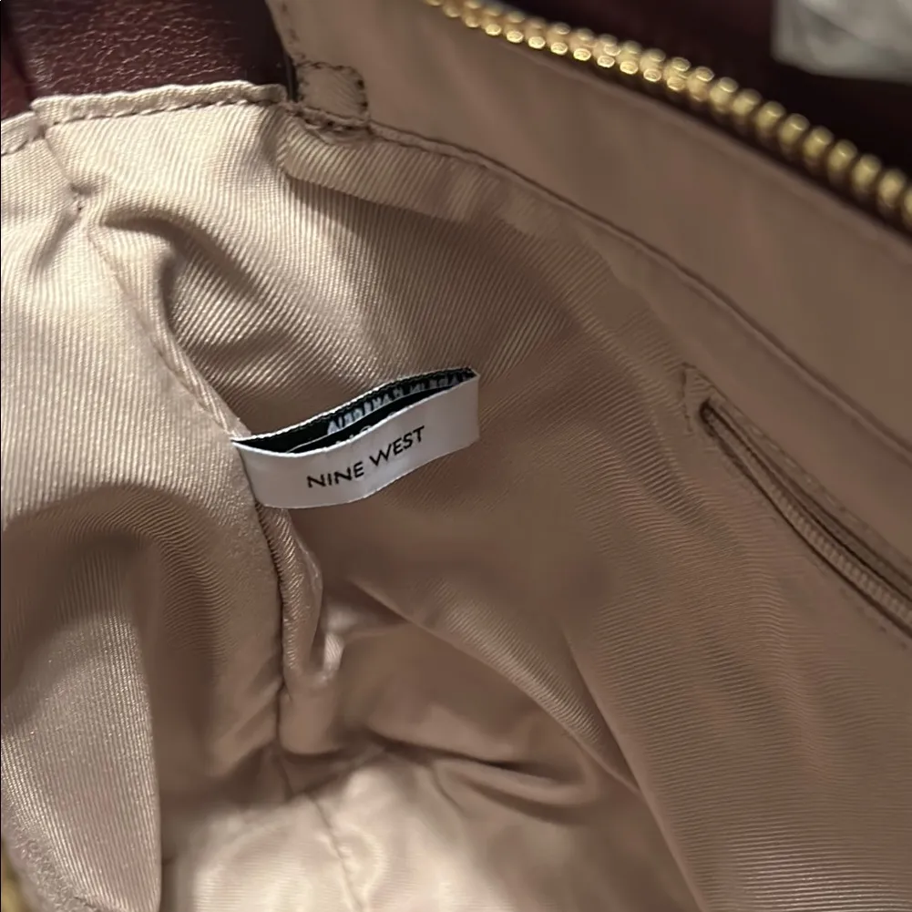 NINE WEST Brown Structured Tote Bag with Leather Trim NWOT - Image 7