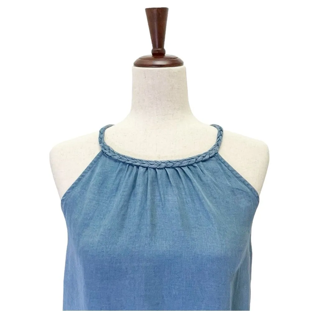 NWT Joie Chambray Blue Tencel Cropped Braided Cord Summer Halter Top Size XS NEW - Image 5