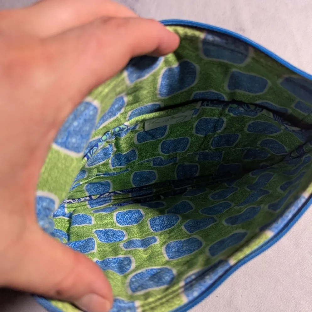 Vtg Y2K Vera Bradley Doodle Daisy Blue Green Floral Quilted Crossbody Swing Bag - Image 4