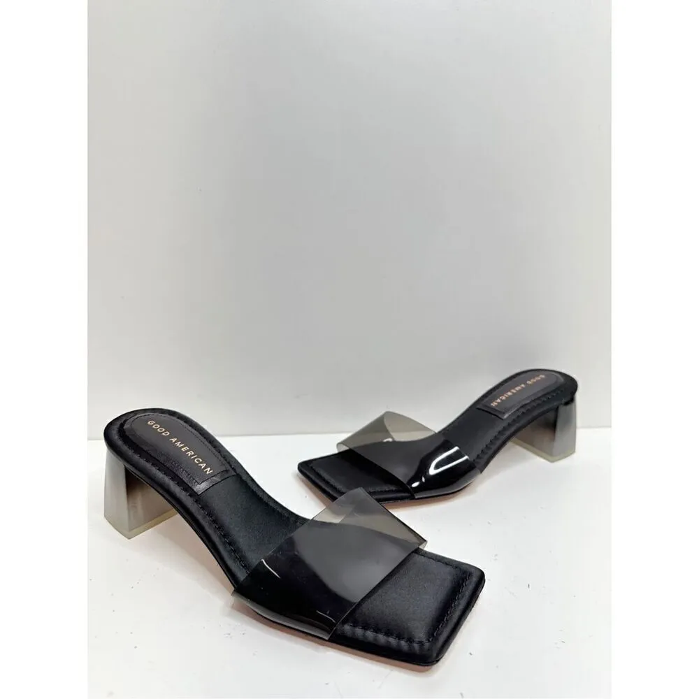Good American Womens Sandal Size 9 Ombre Black Block Heel Square Toe Slides - Image 2