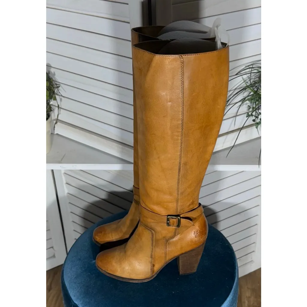Frye vintage Y2K genuine leather caramel brown knee high boots sz 8 (M) - Image 3