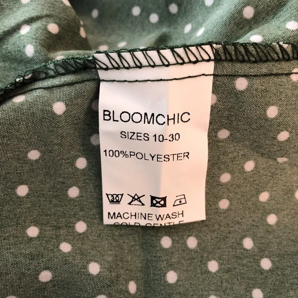 Bloomchic Polka Dot V Neck Ruffle Trim Blouse Short Sleeve Green 26 - Image 6