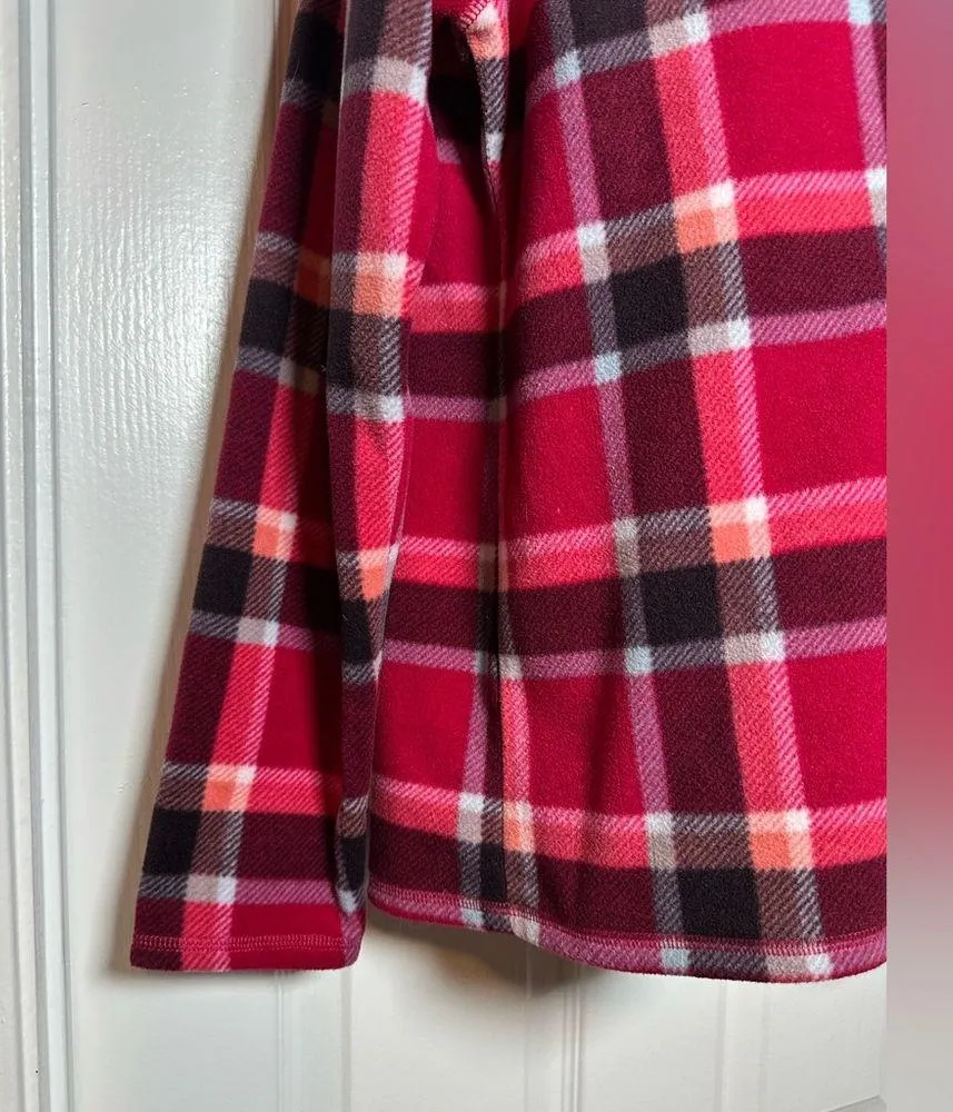 Eddie Bauer Red Plaid Women’s Long Sleeve Quarter Zip Pullover Sweater Shirt LG - Image 4
