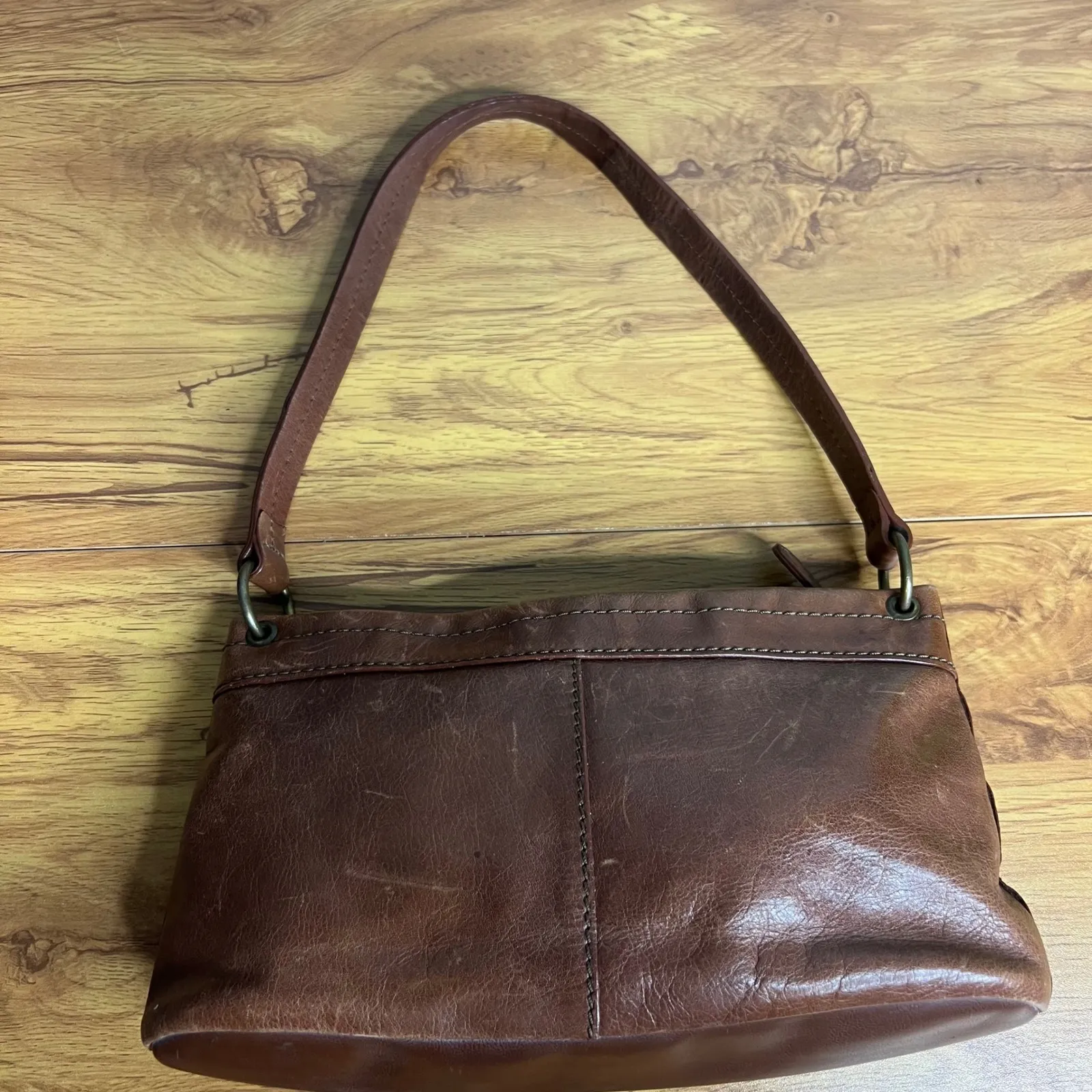 Vintage Y2K Fossil Embossed Leather Shoulder Bag Purse Floral Boho Small - Image 10