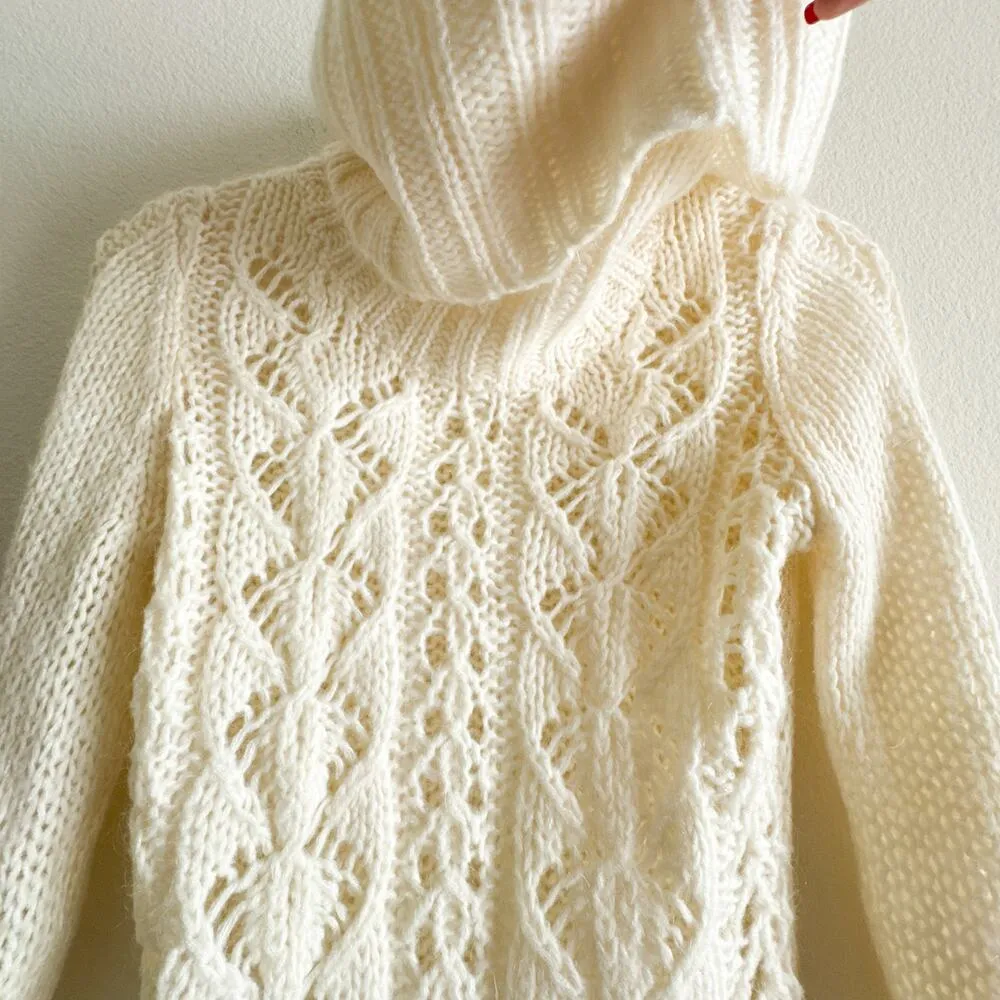 Bebe Cream Y2K Mohair Blend Cowl Neck Sweater Small - Image 7