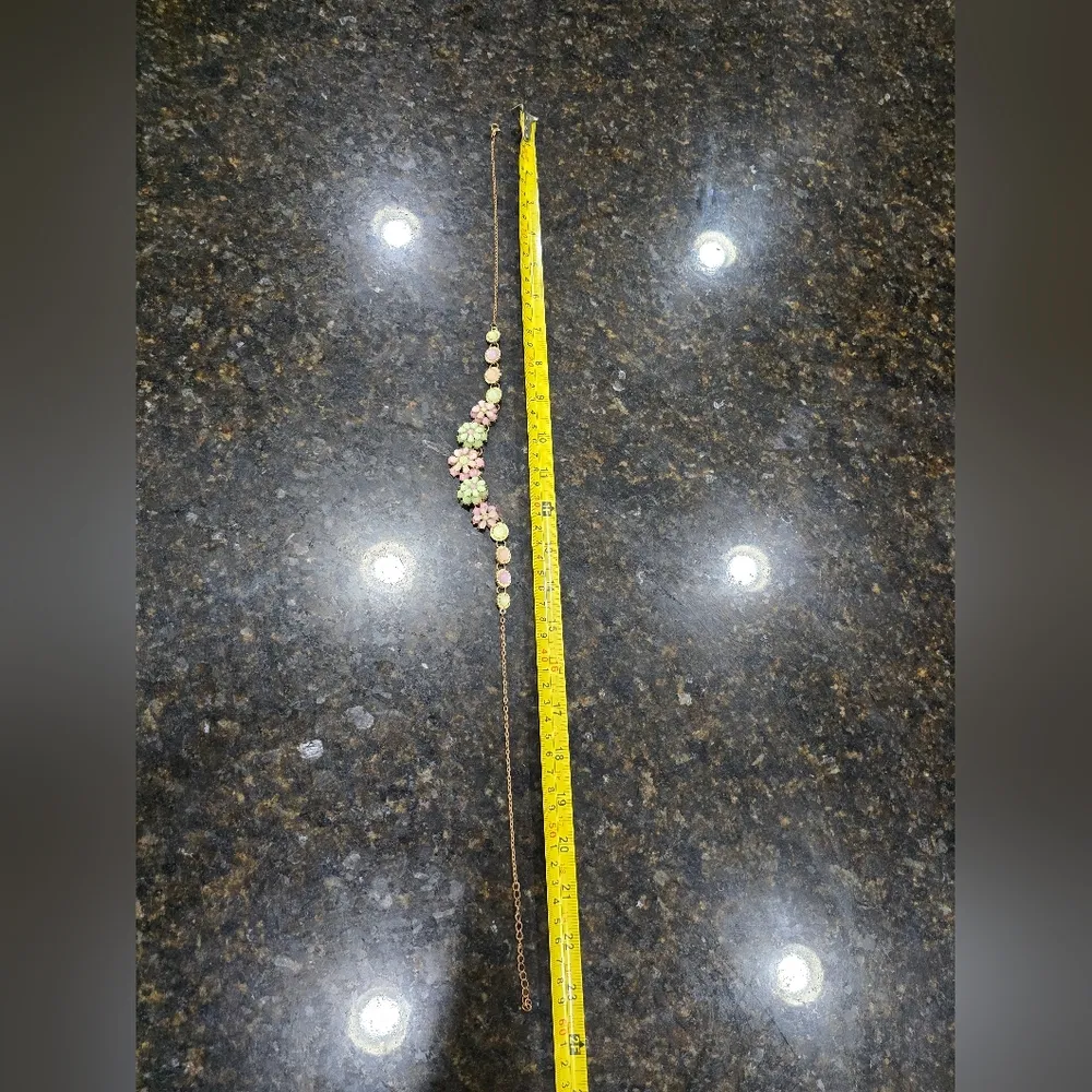 Womens Green Pink Bubble Flower Gem Necklace Jewelry with Lobster Clasp - Image 8