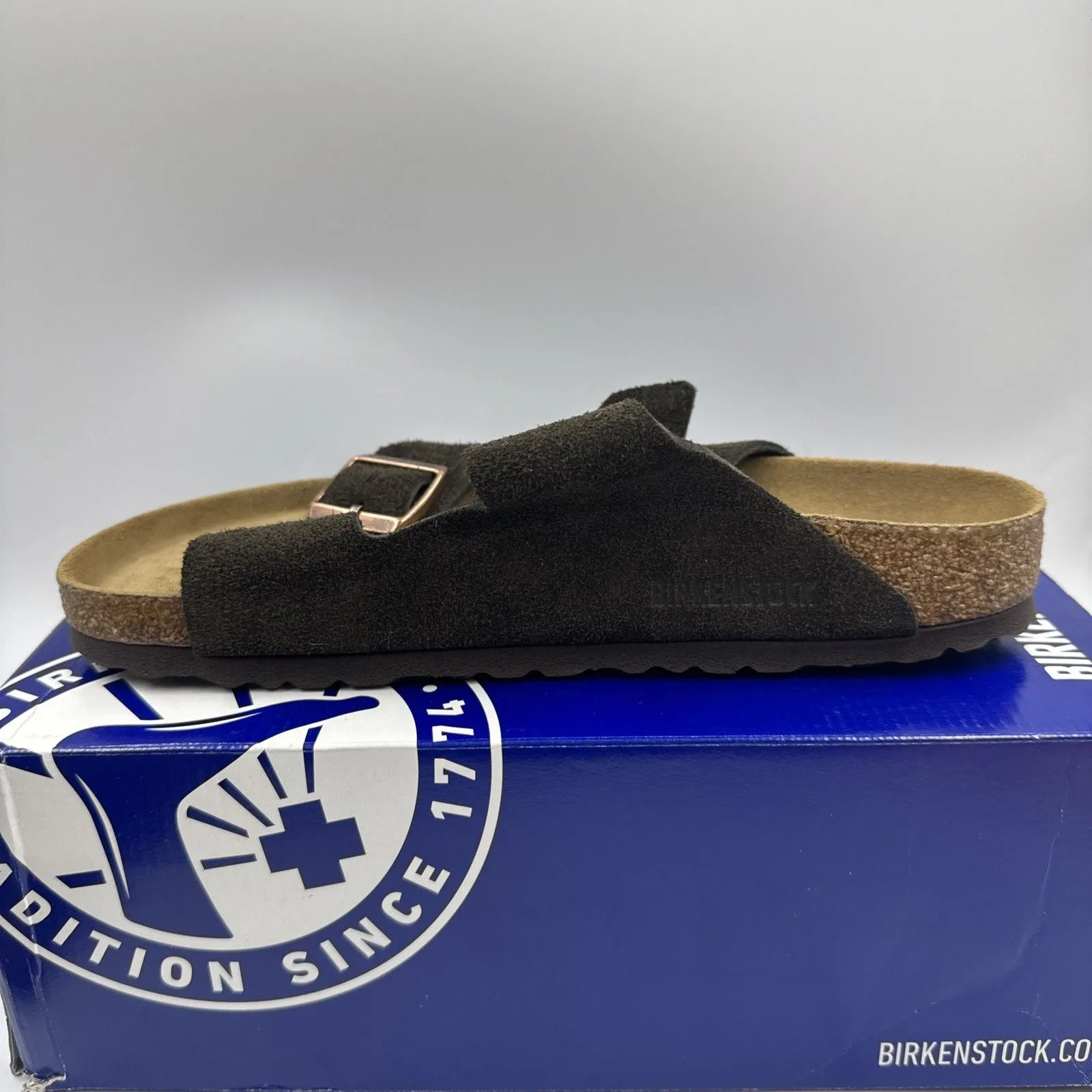 Birkenstock Arizona Mocca Brown Soft Footbed Suede Leather Women Sandals Size 8 - Image 10