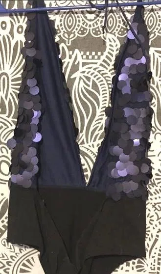 Amazing Lace Navy/ Purplish Sequence Bodysuit - Image 3