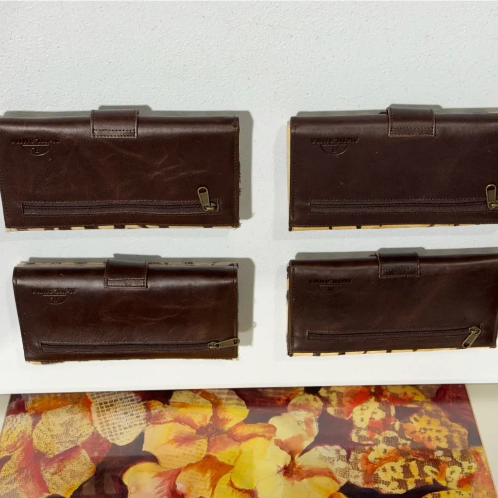 Lot Of 4 Real Handmade Animal Print Fur Leather Loop Closure Wallet/Hand Clutch - Image 11