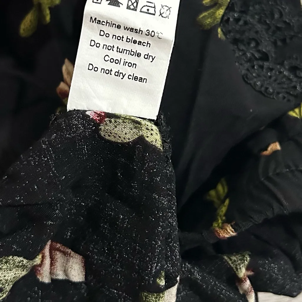 Allegra K Black Cactus Elastic Waist High Rise Lounge Shorts Lace Trim Size S - Image 6