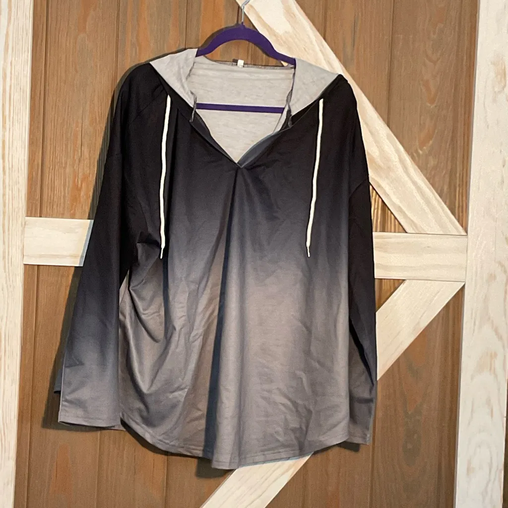 Temu Black and Gray Ombre Hoodie. P2P 26” Length 30” SIZE 3X NWOT - Image 3