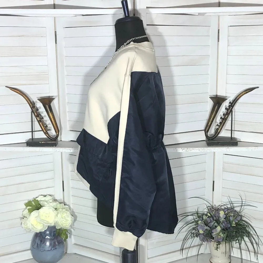 Korea Fashion Oversized Long Sleeve Top BTS Style Cream Blue S - Image 4