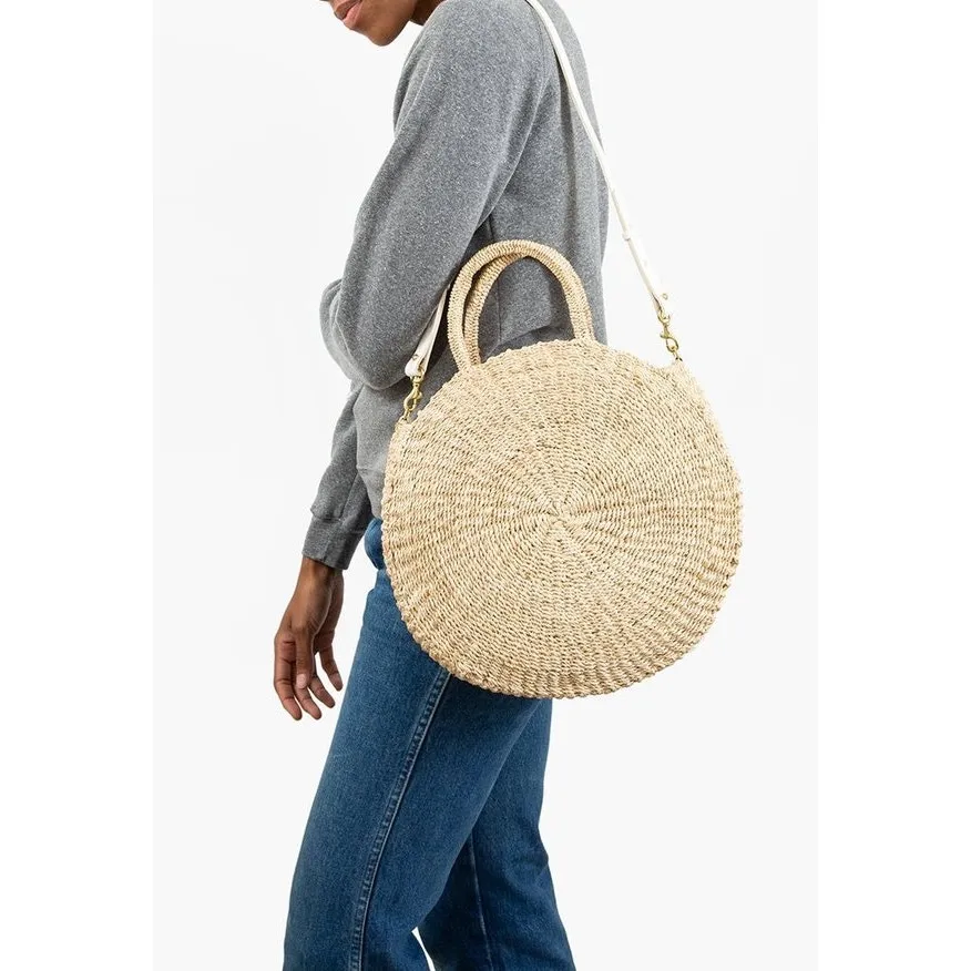 Clare V. Alice Woven Straw Round Large crossbody tote bag - Image 2