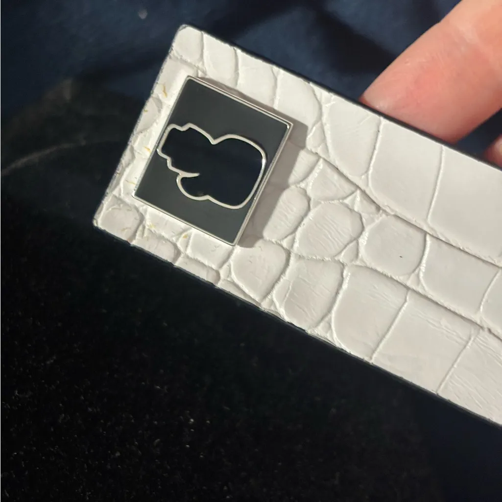 Karl Lagerfeld  White Crocodile Embossed Bracelet with Silver Accent - Image 7