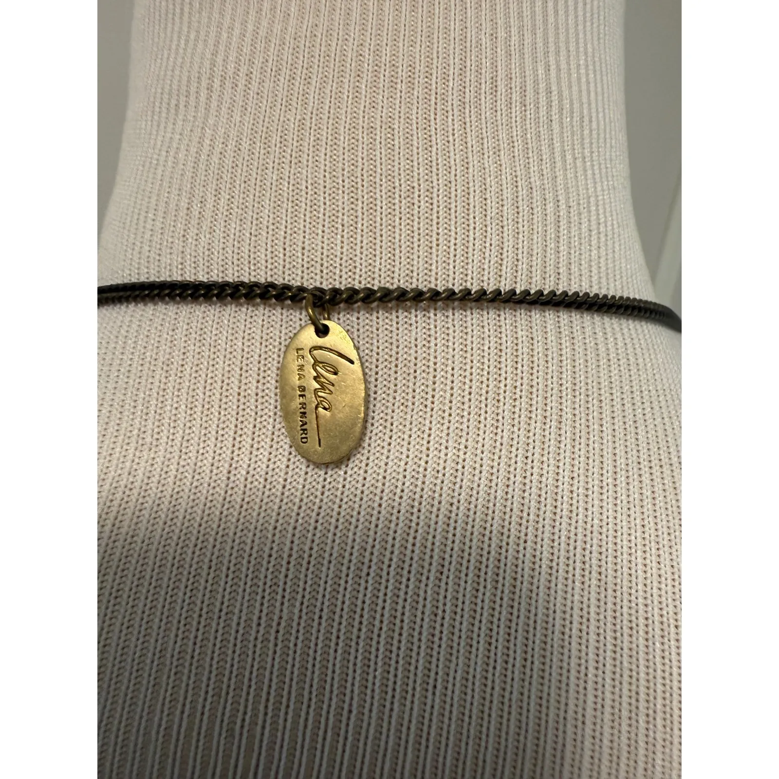 Lena‎ LeMevard Bronze Tone Turquoise Beads Long Circle Pendant Necklace Blue - Image 4