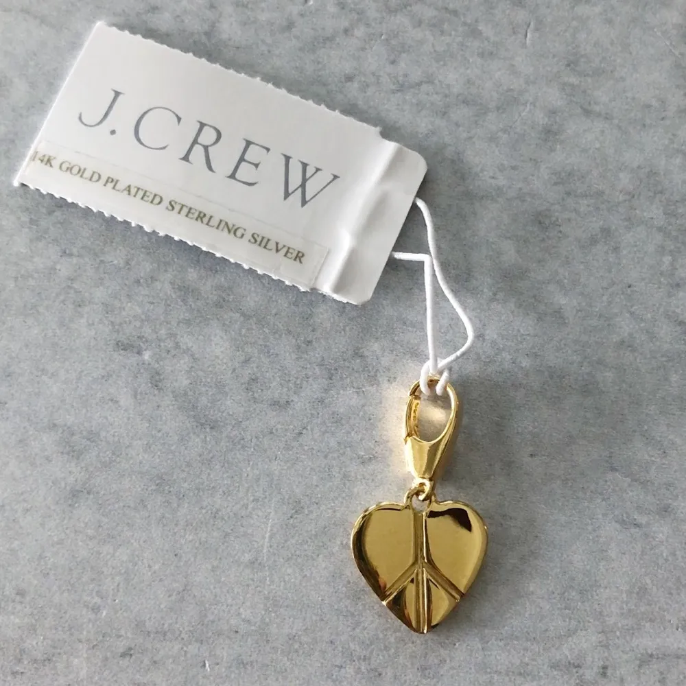 J. Crew Demi Fine 14K Gold Plated Sterling Silver Peace Heart Charm NEW - Image 2