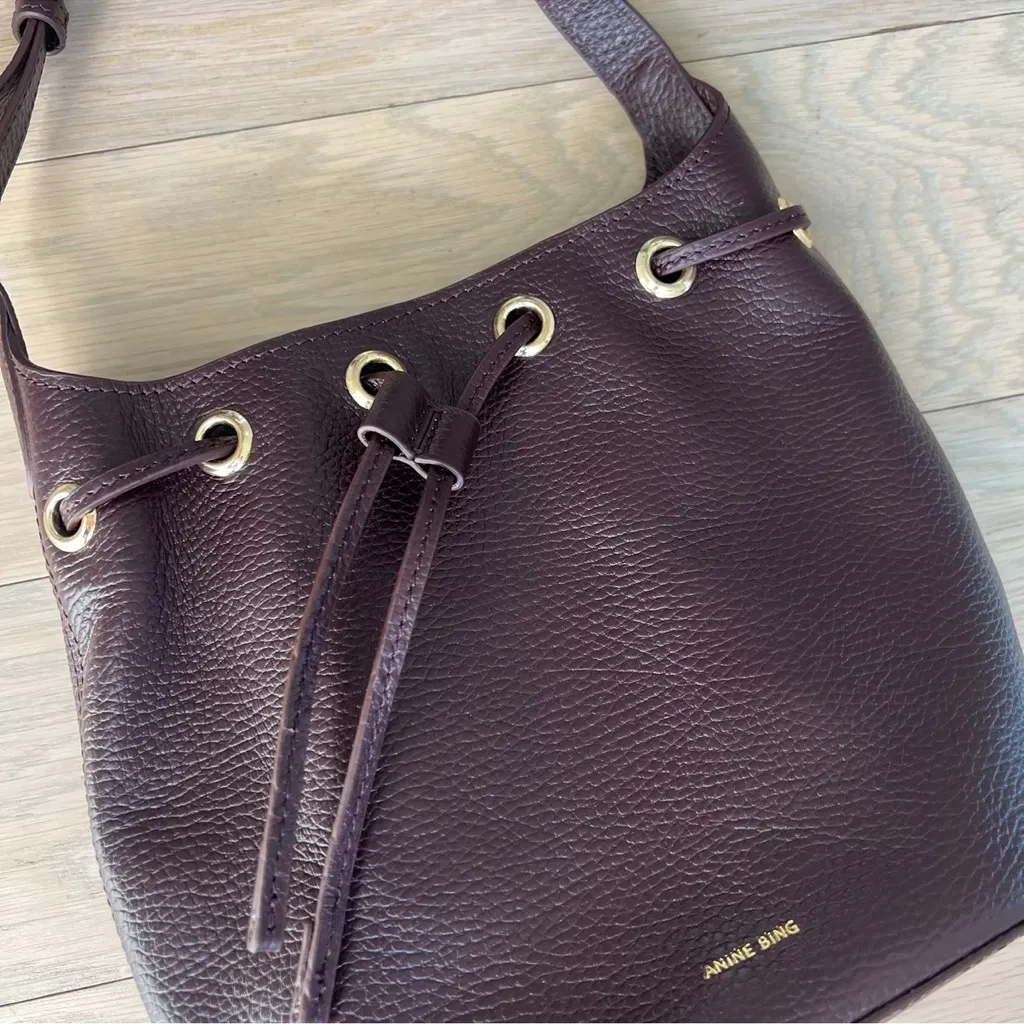 ANINE BING NWT  Mini Alana Bucket Bag in Red Burgundy - Image 6