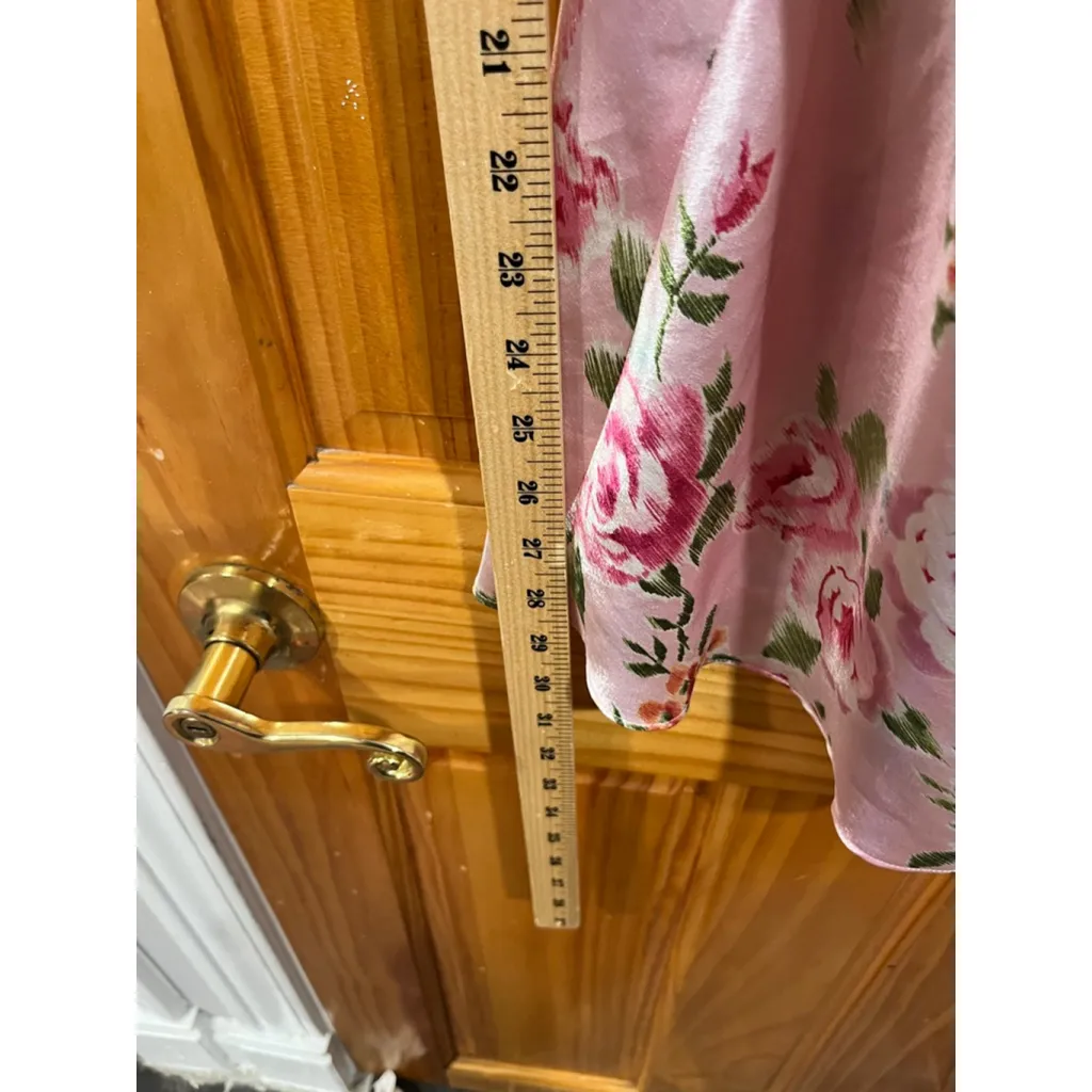 Vintage Oscar de la Renta Black Pink Feminine Floral Robe & Gown Set Slip Dress - Image 4