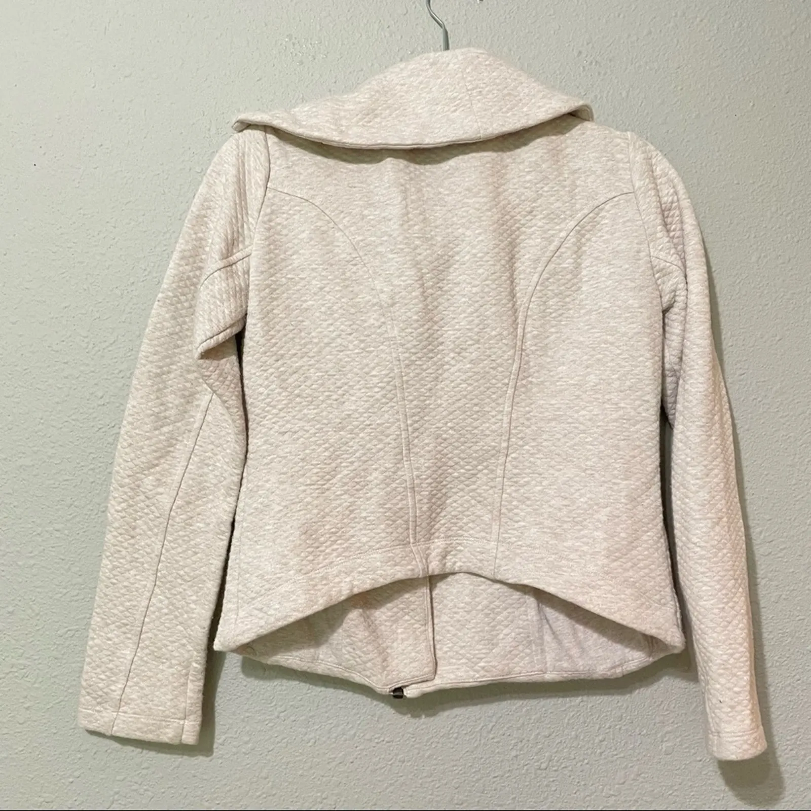 Cabi Cream Knit Moto Zip Bomber Jacket Womens XS Cotton Blend Lightweight - Image 8