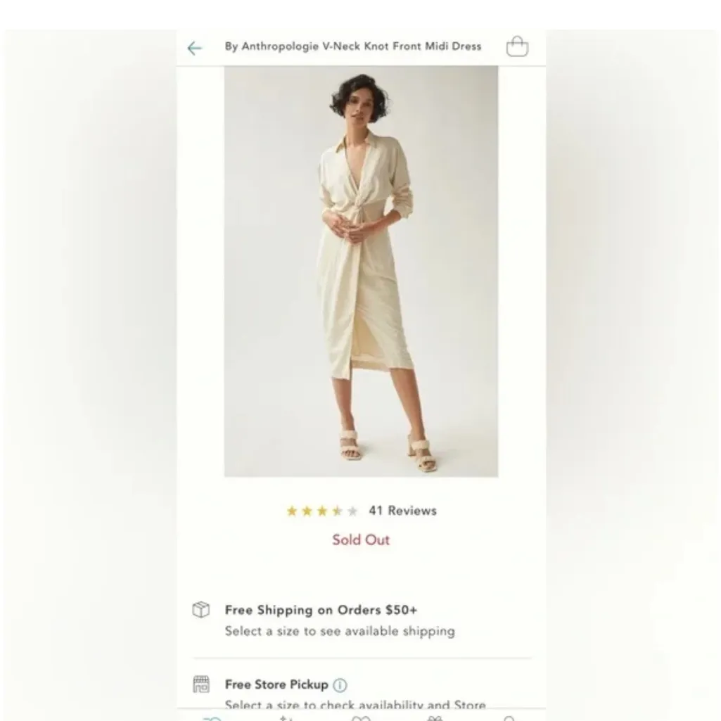 NWT Anthropologie V Neck Knot Front Long Sleeve Faux
Wrap Midi Dress Ivory Linen - Image 6