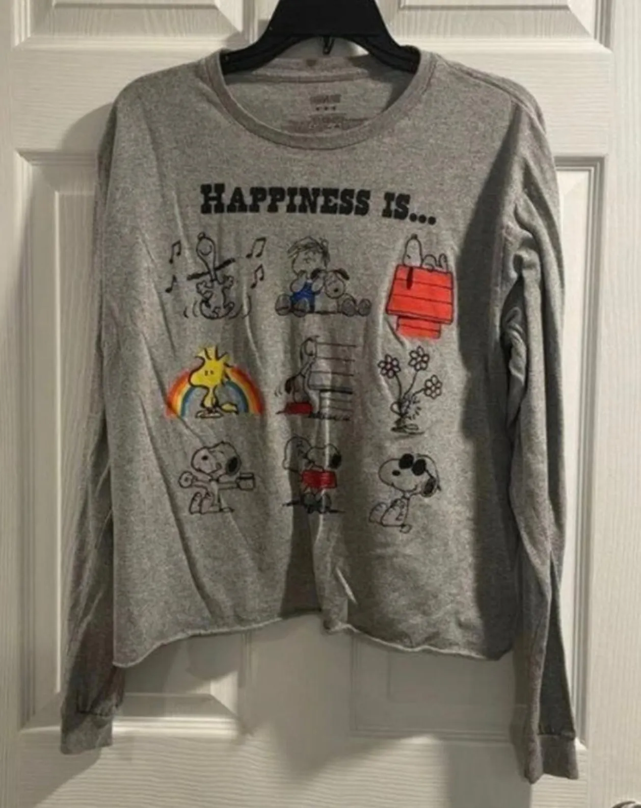 Peanuts, gray, long sleeve, characters Graphic shirt, top graphic on back Gray Size M - Image 1