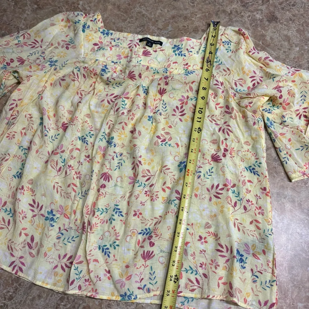 Zac & Rachel Square Neck Blouse Top Women’s 1X Yellow Floral Summer Easter - Image 7