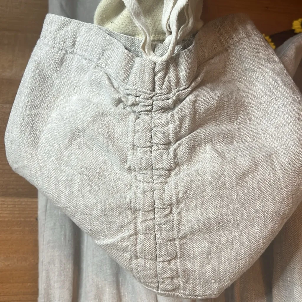 Bryn Walker Linen Ruched Wide Leg Eglantine High Rise Tan Neutral Laganlook Pant - Image 7