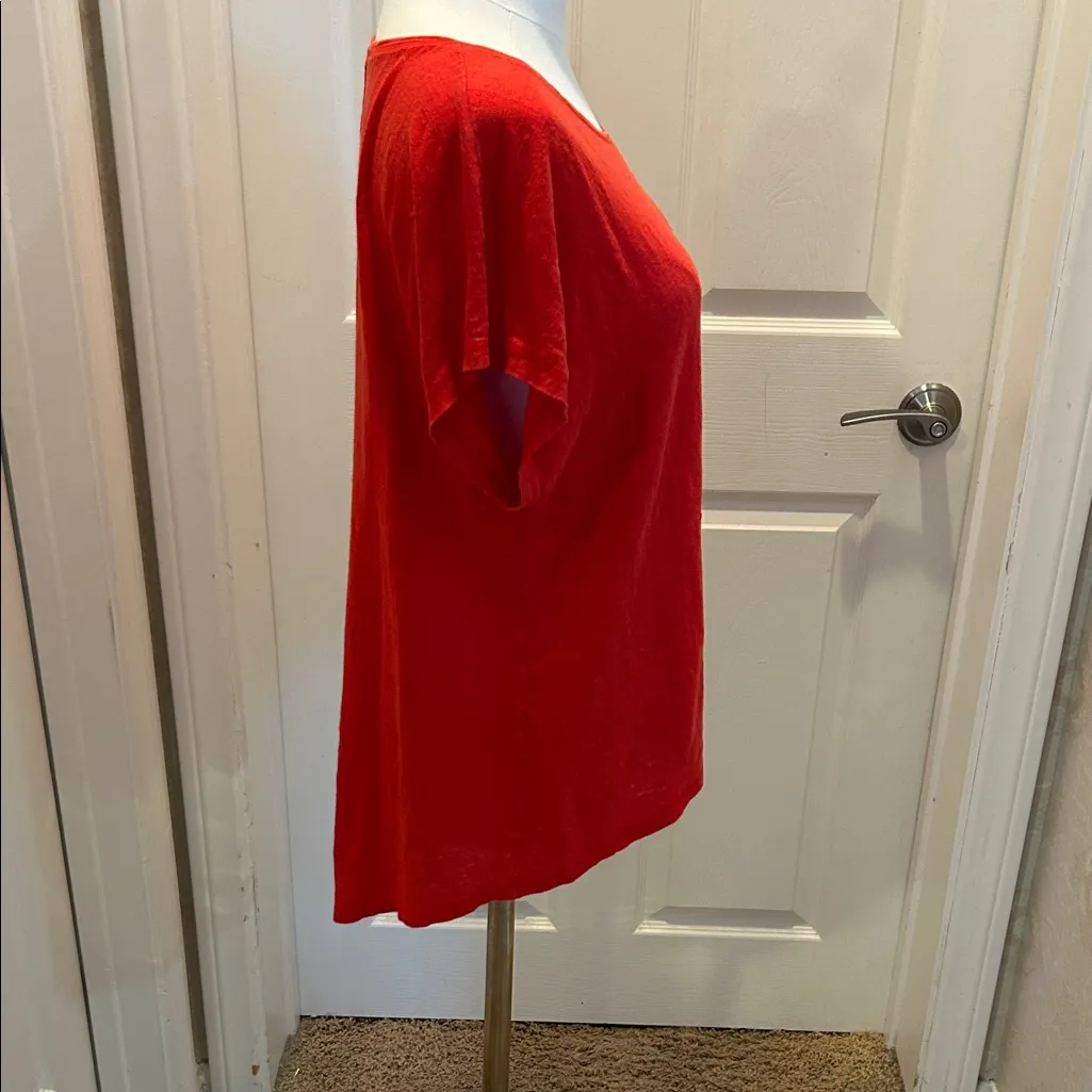 Eileen Fisher Organic Linen Cap Sleeve Orange Short Sleeve Top in Size Small - Image 5