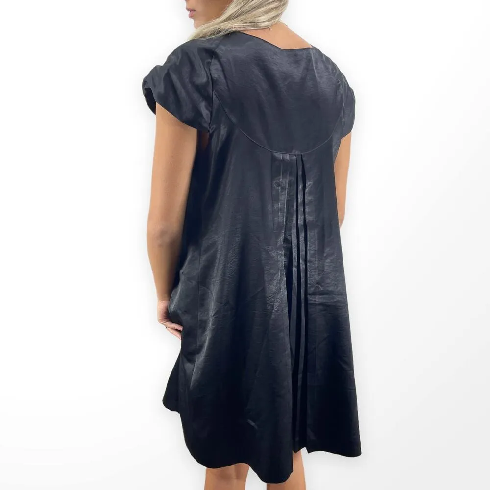 90s SERENA KAY Vintage Black Cap Sleeve Pleated Mini Baby Doll Dress Size 2 - Image 4