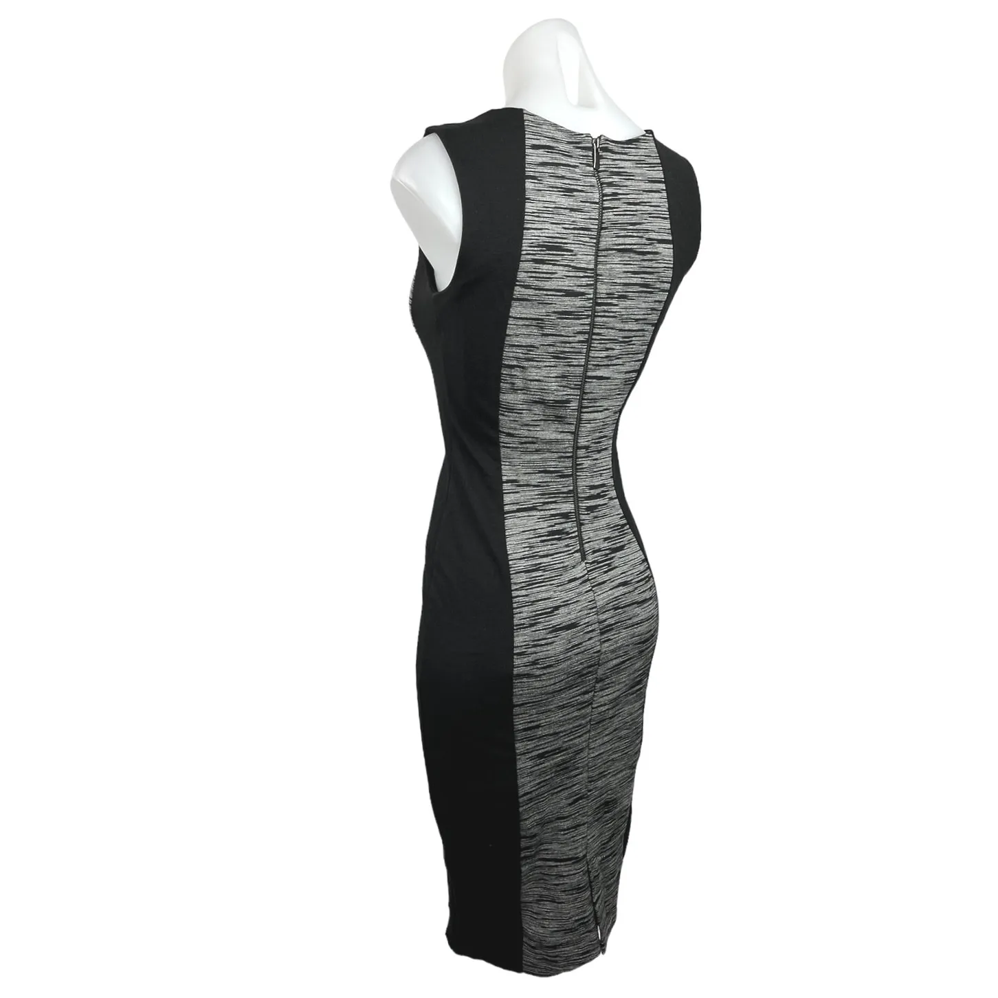 H&M Gray Black Sleeveless Knee Length Back Zip Business Career Sheath Dress Sz S - Image 2