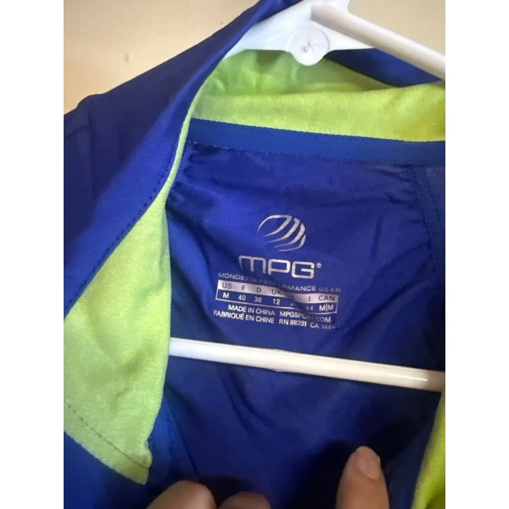 MPG Womens Medium Blue & Neon Yellow Athletic Long Sleeve Shirt With Half - Image 2