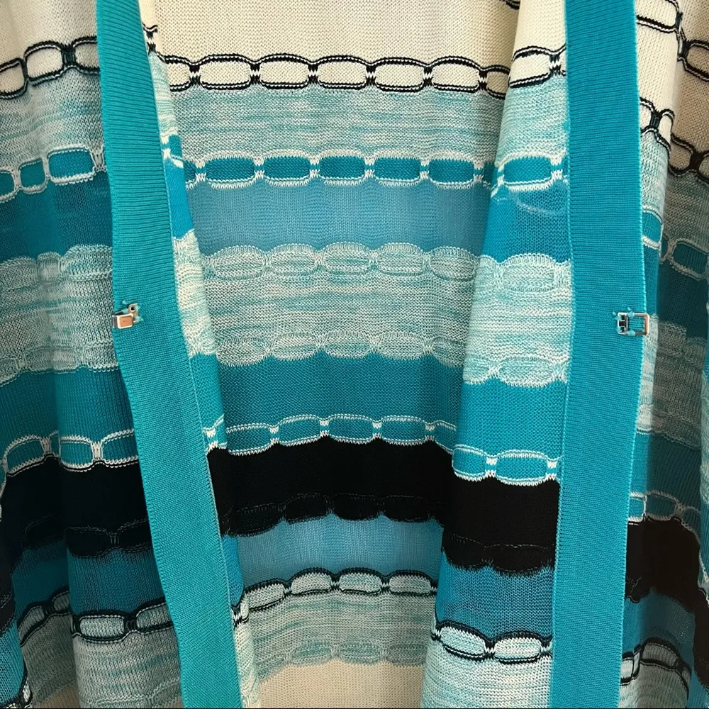 Ming Wang Knit Jacket Turquoise Black & White Clasp Front Cardigan Sz 2X NWT - Image 10