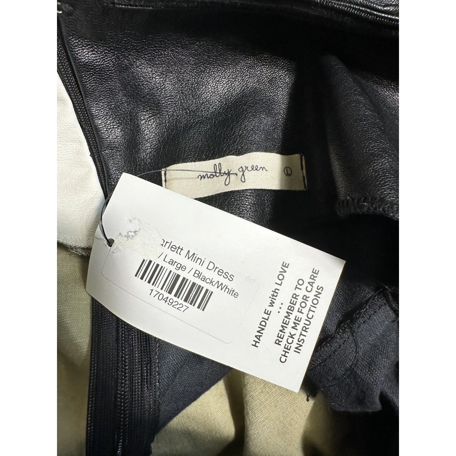 Molly Green Strapless Black White Ying Yang Faux Leather Mini Dress Size L NWT - Image 4