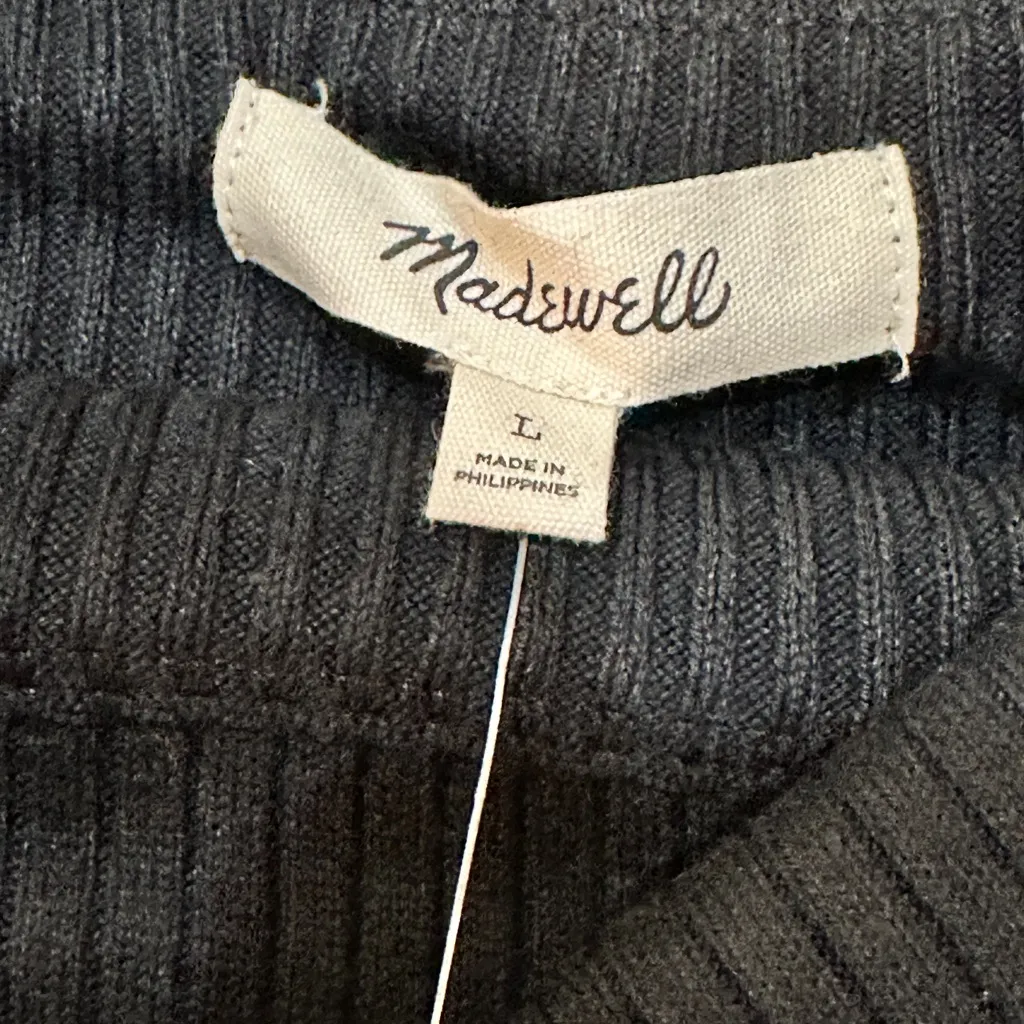 Madewell Black Off the Shoulder Long Sleeve Ribbed Sweater NWT LGE - Image 6