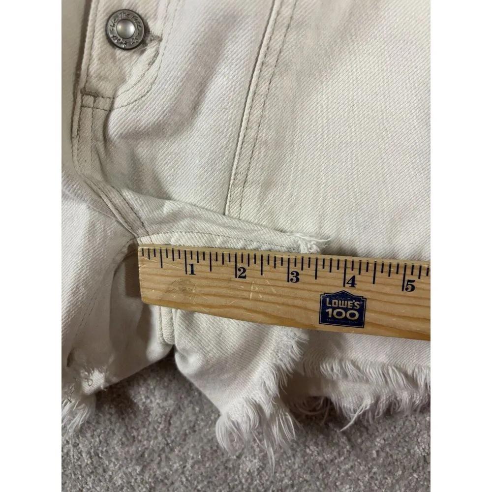 we the free free people cream cut off shorts carpenter style 26 buckle back Boho - Image 7