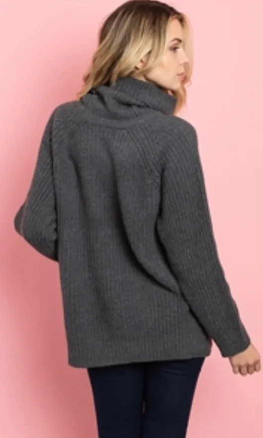 Gray Turtleneck Sweater S - Image 3