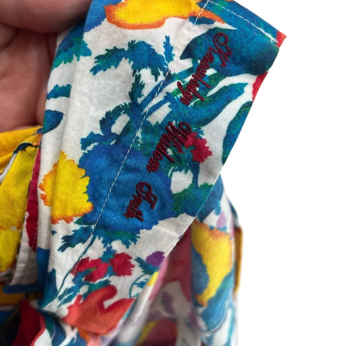 Robert Graham Button Down Shirt Floral Print Abstract White Blue Size‎ Medium - Image 12