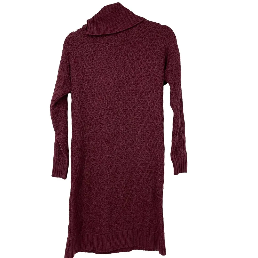 SONOMA BURGUNDY COWL NECK BRAIDED DESIGN LONG SLEEVE DRESS SMALL - Image 2