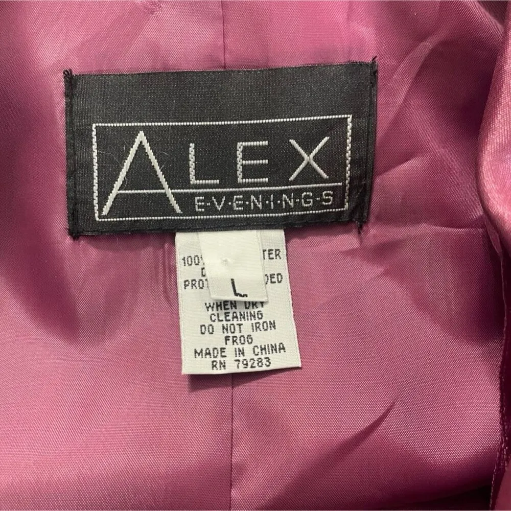 Alex Evenings Size Large Top Blouse Sheer Sleeves Embellished Faux Wrap Wedding - Image 5