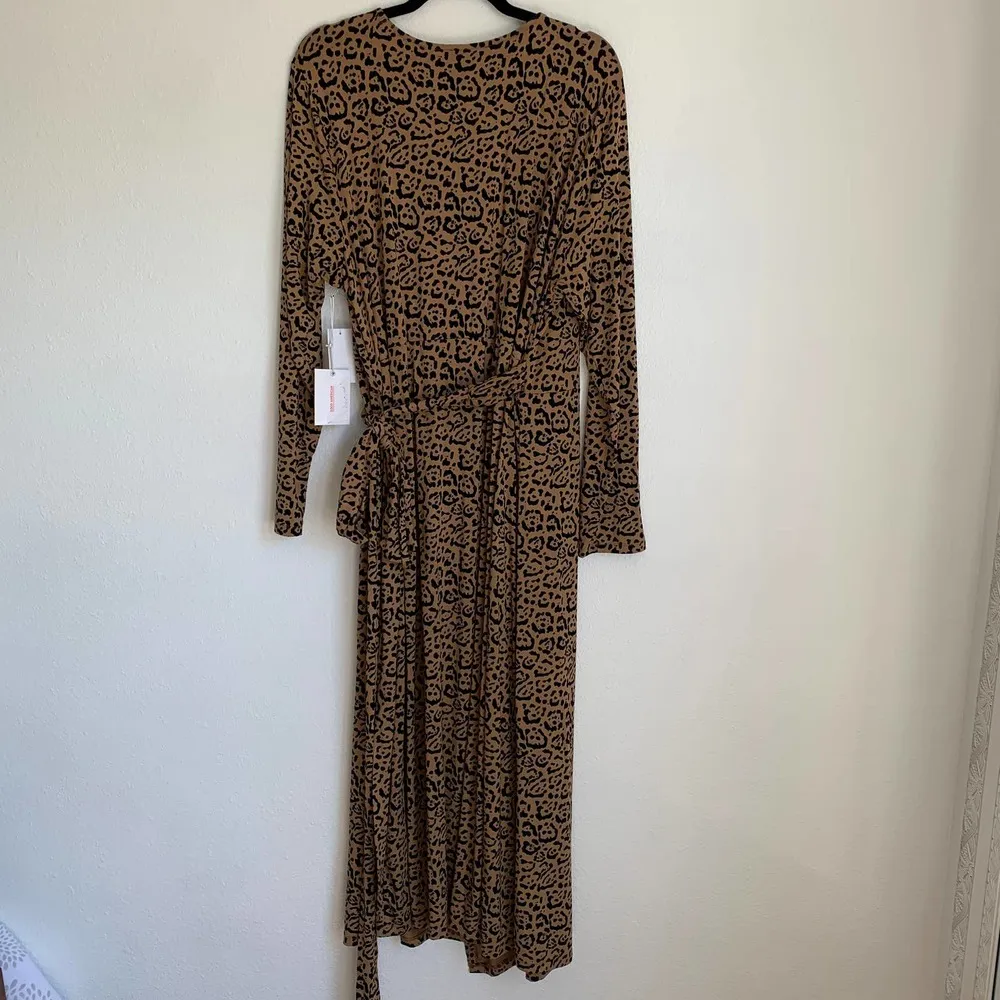 NWT Good American Caramel Leopard Print Midi Wrap Dress - Image 3