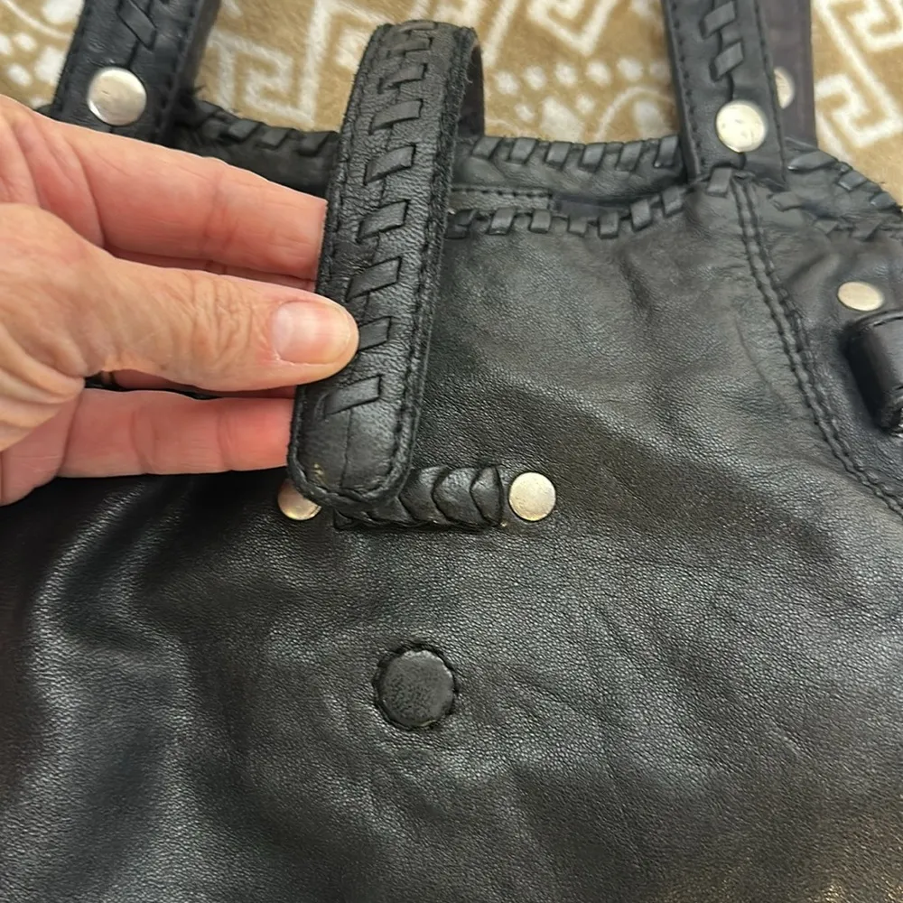 🍀LUCKY BRAND  "High Times"  Lamb Leather  Black Tote Hobo Bag  EUC  ‏   $229.00 - Image 10
