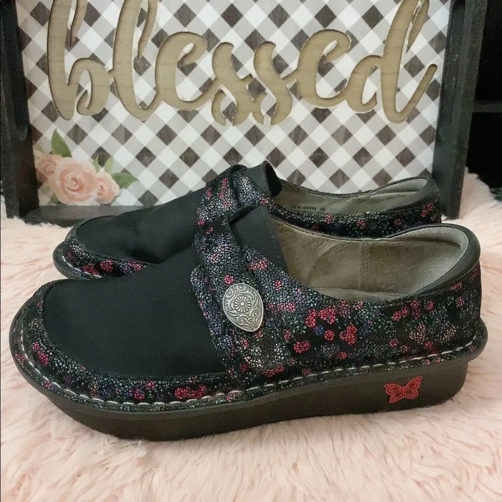 ALEGRIA Dream Fit 'Dena' Floral Leather & Neoprene Clogs EUR 39 - Image 3