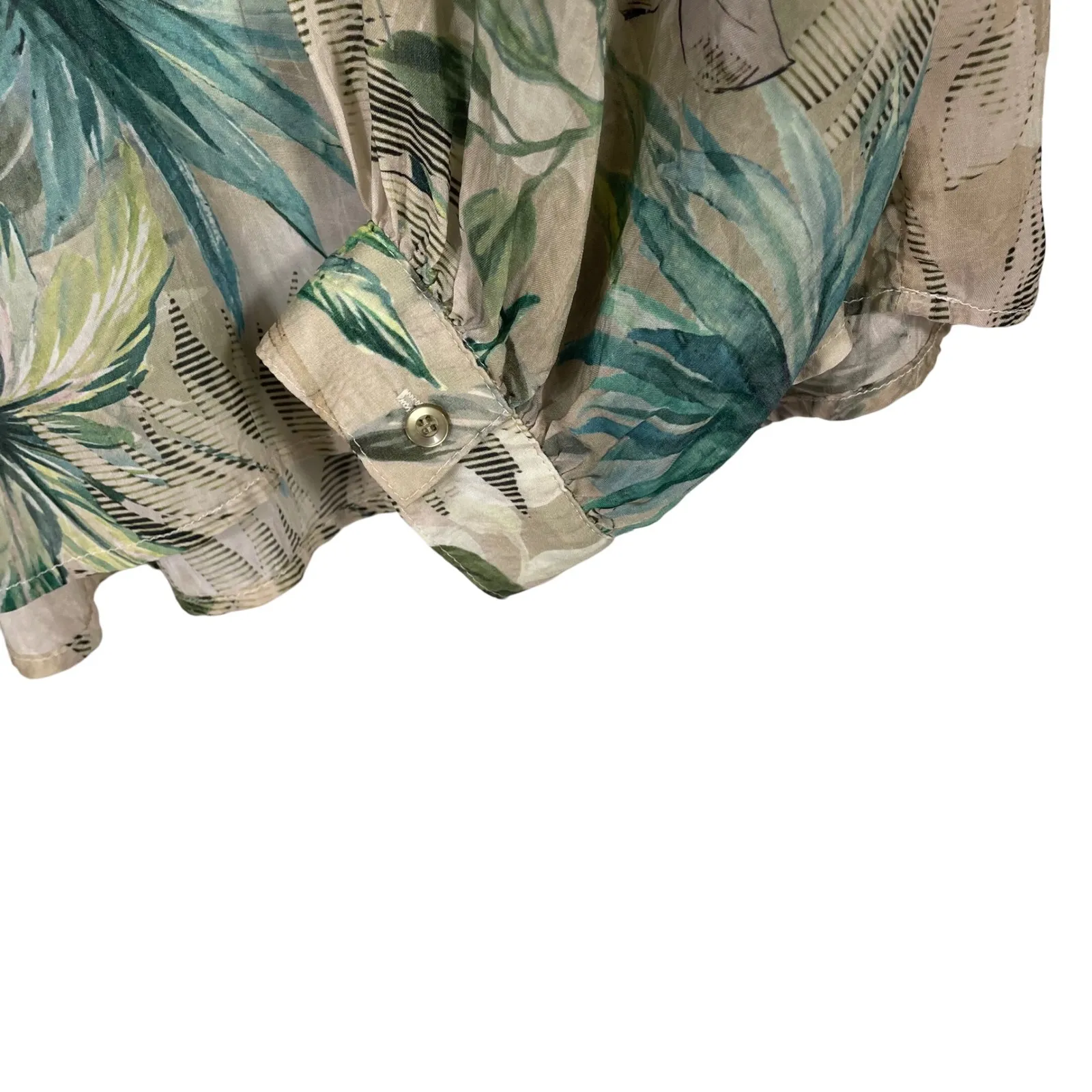 Maven West Sheer Floral Blouse Women's M 100% Cupro Tropical Lightweight Top - Image 3