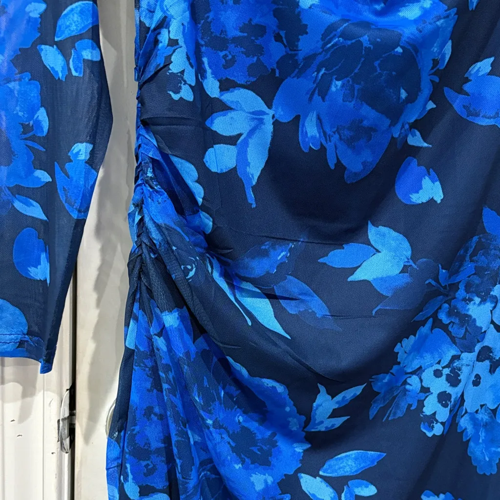 ZESICA Blue Floral Bodycon Dress Size L Size L - Image 5