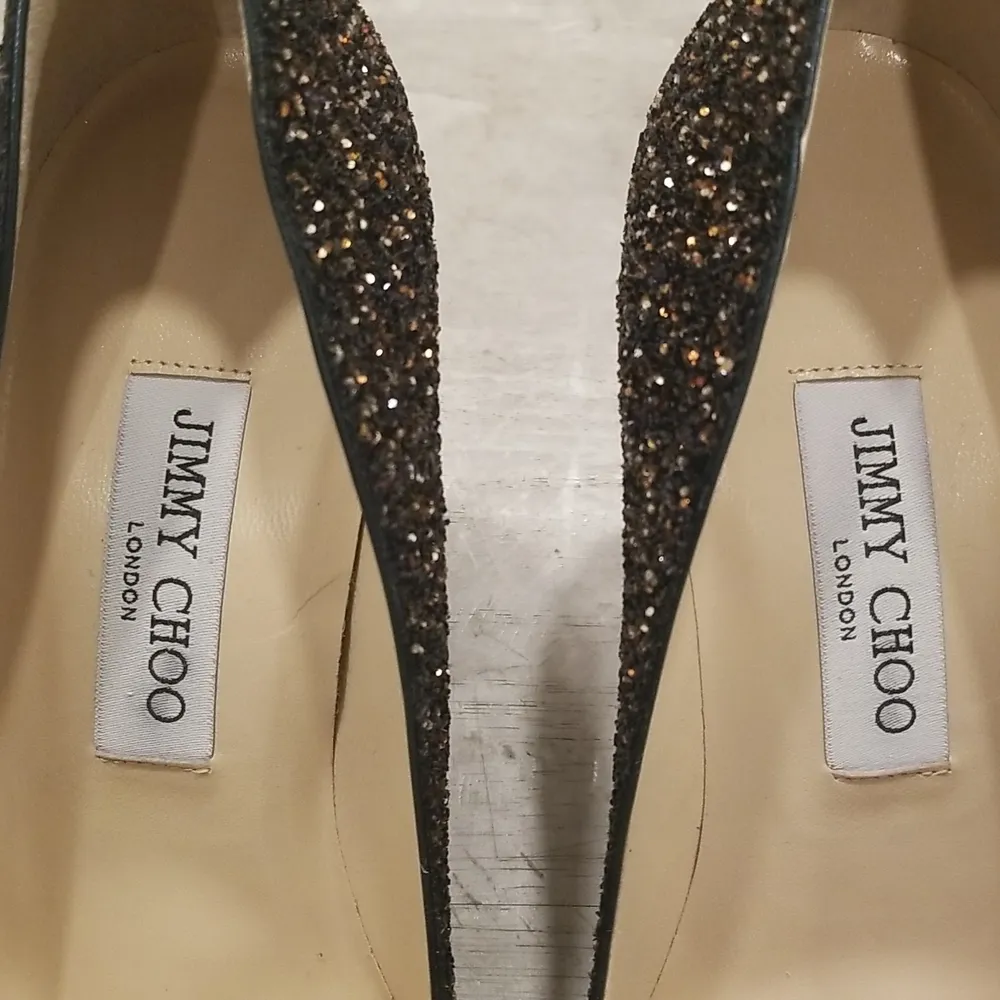 💕JIMMY CHOO💕 Gilbert Pumps ~ Black Glitter EU 40 New Without Box - Image 6